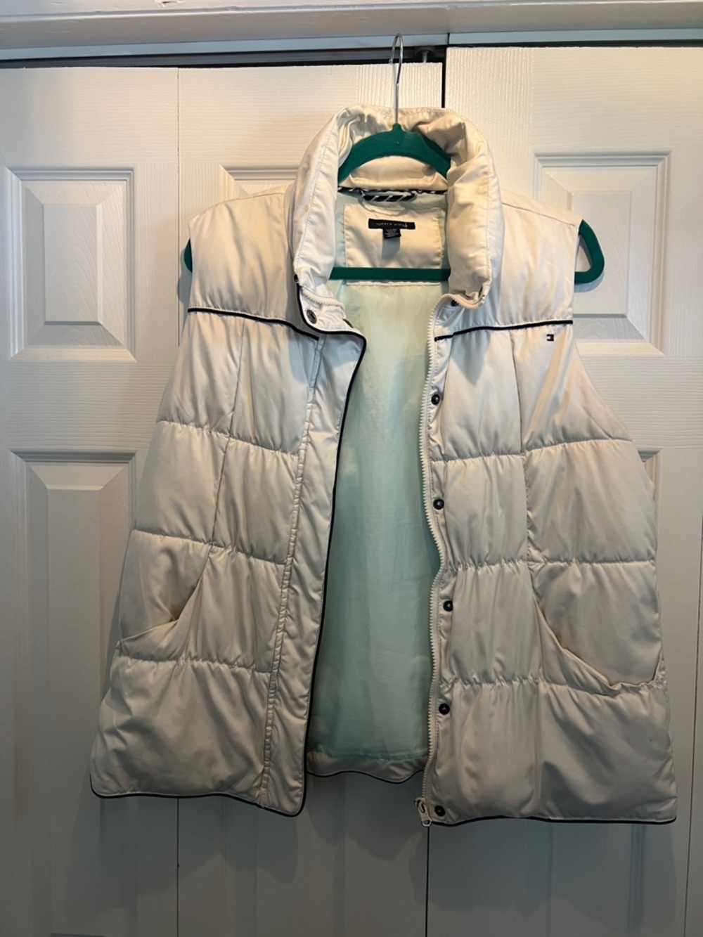 Tommy Hilfiger Cream Quilted Sleeveless Puffer Vest